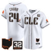 Men’s Browns #32 Jim Brown Memorial & Home Patch Vapor Premier Limited Jersey – All Stitched – White – Nick Chubb