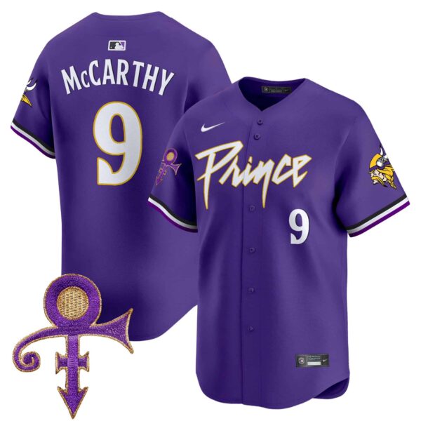 Men’s Minnesota Vikings Prince Patch Vapor Premier Limited Jersey – All Stitched – Purple – J.J. McCarthy