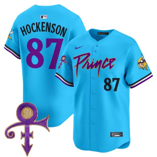 Men’s Minnesota Vikings Prince Patch Vapor Premier Limited Jersey – All Stitched – Light Blue – T.J. Hockenson