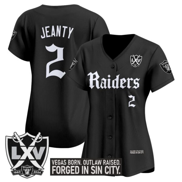 Womens Las Vegas Raiders Gothic Sin City Shadows Edition Vapor Baseball Jersey – All Stitched – Black – Asthon Jeanty Jersey