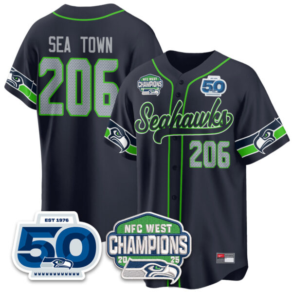 Seattle Seahawks NFC West Division Champions Vapor Limited Baseball Jersey – All Stitched – Navy – Sea Town 206 Jersey