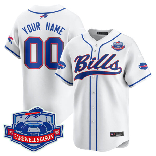 Buffalo Bills 2025 Baseball Custom Jersey All Stitched – Farewell to Highmark Stadium White Jersey