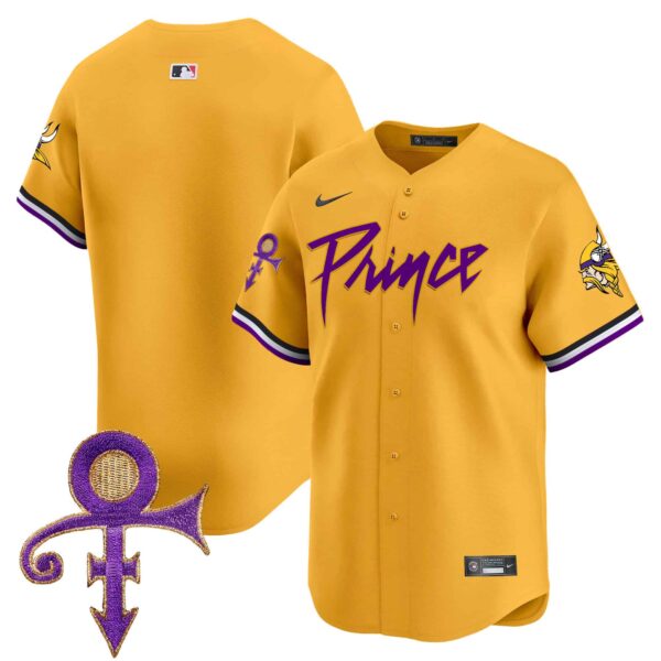 Men’s Minnesota Vikings Prince Patch Vapor Premier Limited Jersey – All Stitched – Gold – Team