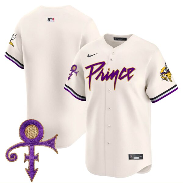 Men’s Minnesota Vikings Prince Patch Vapor Premier Limited Jersey – All Stitched – Cream – Team