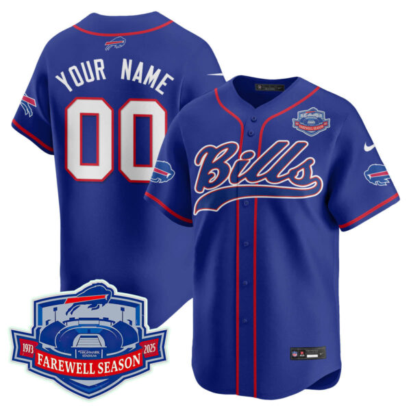 Buffalo Bills 2025 Baseball Custom Jersey All Stitched – Farewell to Highmark Stadium Royal Jersey