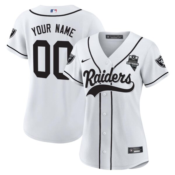 Raiders Baseball Custom Jersey – All Stitched – Women – White