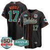 Men’s Dolphins 50th & Don Shula 347 Memorial Patch Baseball Jersey – All Stitched – Black – Jaylen Waddle