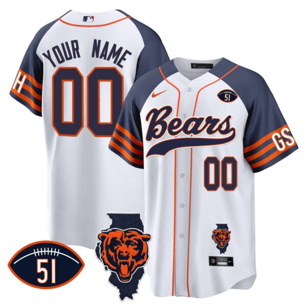 Bears Illinois Patch Baseball Custom Jersey – All Stitched – Men – Inverted