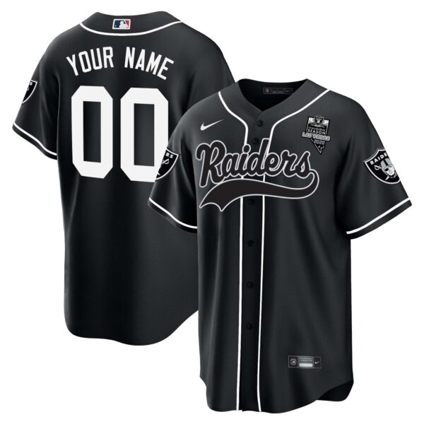 Raiders Baseball Custom Jersey – All Stitched – Men – Black