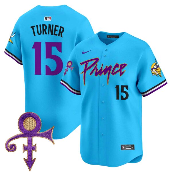 Men’s Minnesota Vikings Prince Patch Vapor Premier Limited Jersey – All Stitched – Light Blue – Dallas Turner