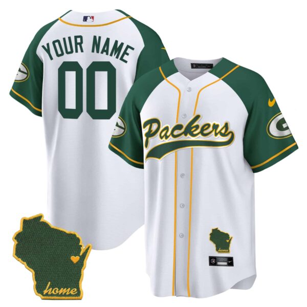 Packers Home Patch Baseball Custom Jersey – All Stitched – Youth – Inverted