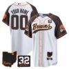 Browns #32 Jim Brown Memorial & Home Patch Baseball Custom Jersey V2 – All Stitched – Men – Inverted