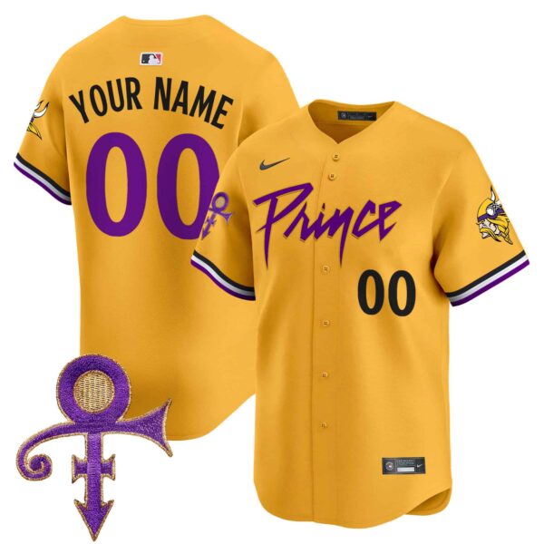 Minnesota Vikings Prince Patch Vapor Premier Limited Custom Jersey – All Stitched – Youth – Gold