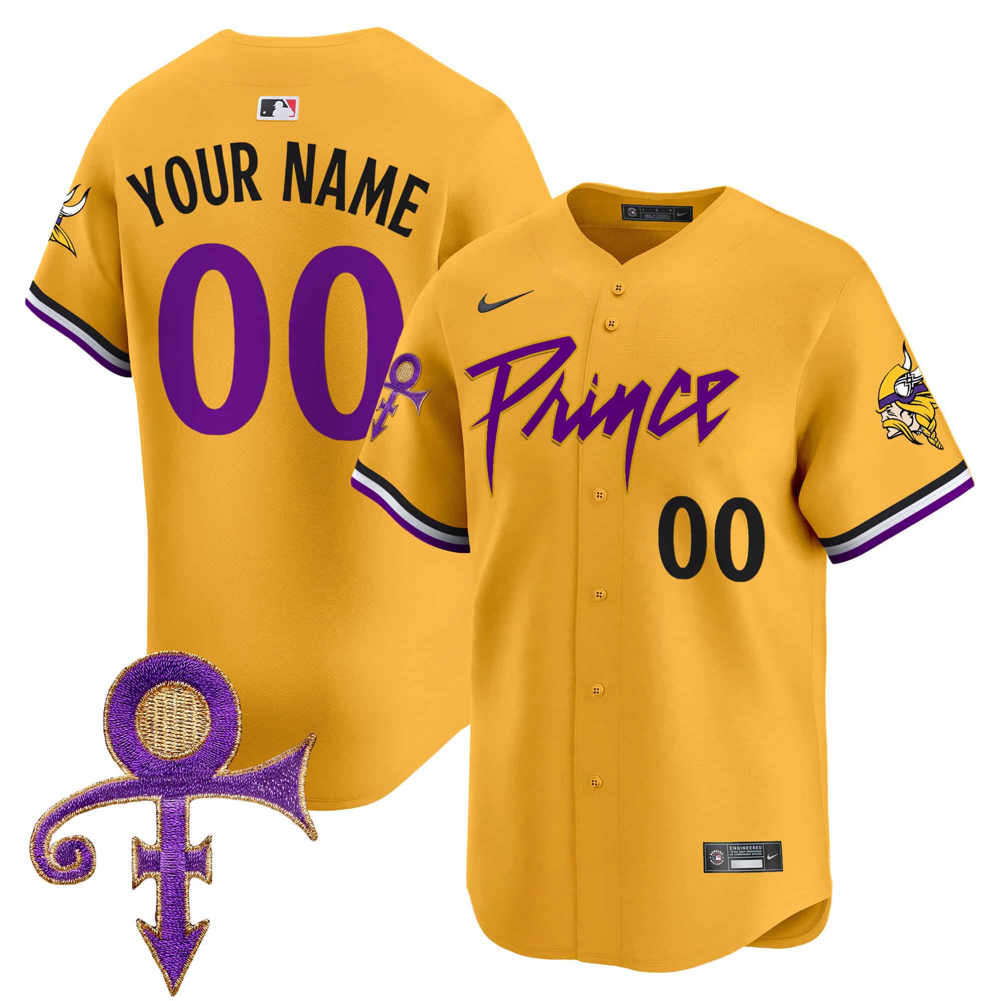 Minnesota Vikings Prince Patch Vapor Premier Limited Custom Jersey – All Stitched – Youth – Gold