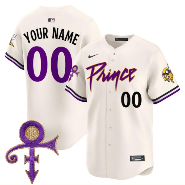 Minnesota Vikings Prince Patch Vapor Premier Limited Custom Jersey – All Stitched – Men – Cream