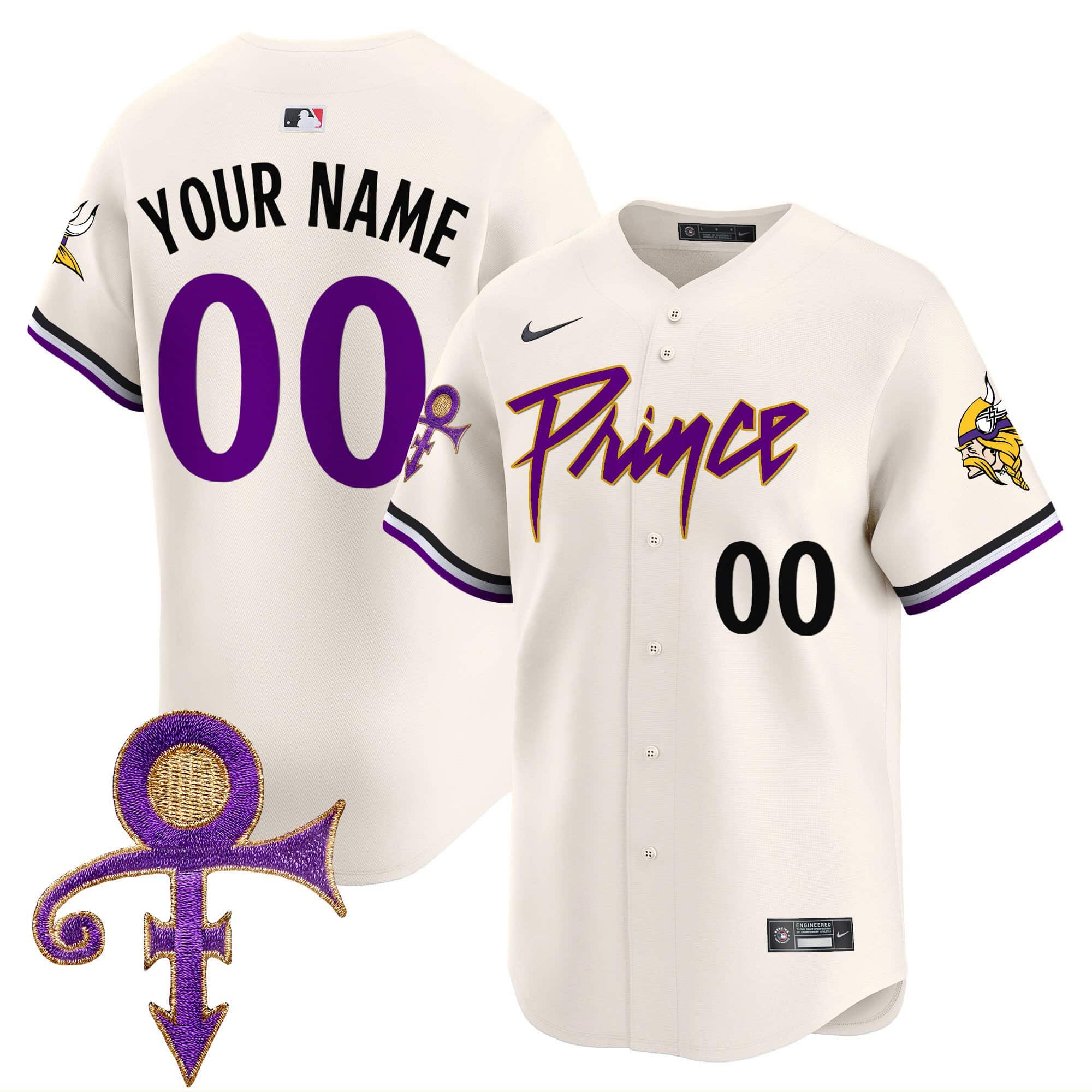 Minnesota Vikings Prince Patch Vapor Premier Limited Custom Jersey – All Stitched – Men – Cream