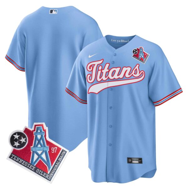 Men’s Titans 1997 Throwback Limited Cool Base Jersey – All Stitched – Light Blue – Team
