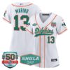 Women’s Dolphins 50th & Don Shula 347 Memorial Patch Baseball Jersey – All Stitched – White – Dan Marino