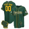 Packers Home Patch Baseball Custom Jersey – All Stitched – Men – Green