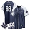Men’s Cowboys Texas Patch Baseball Jersey – All Stitched – Navy Alternate – CeeDee Lamb