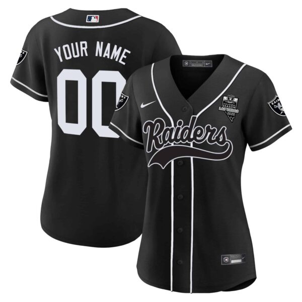 Raiders Baseball Custom Jersey – All Stitched – Women – Black