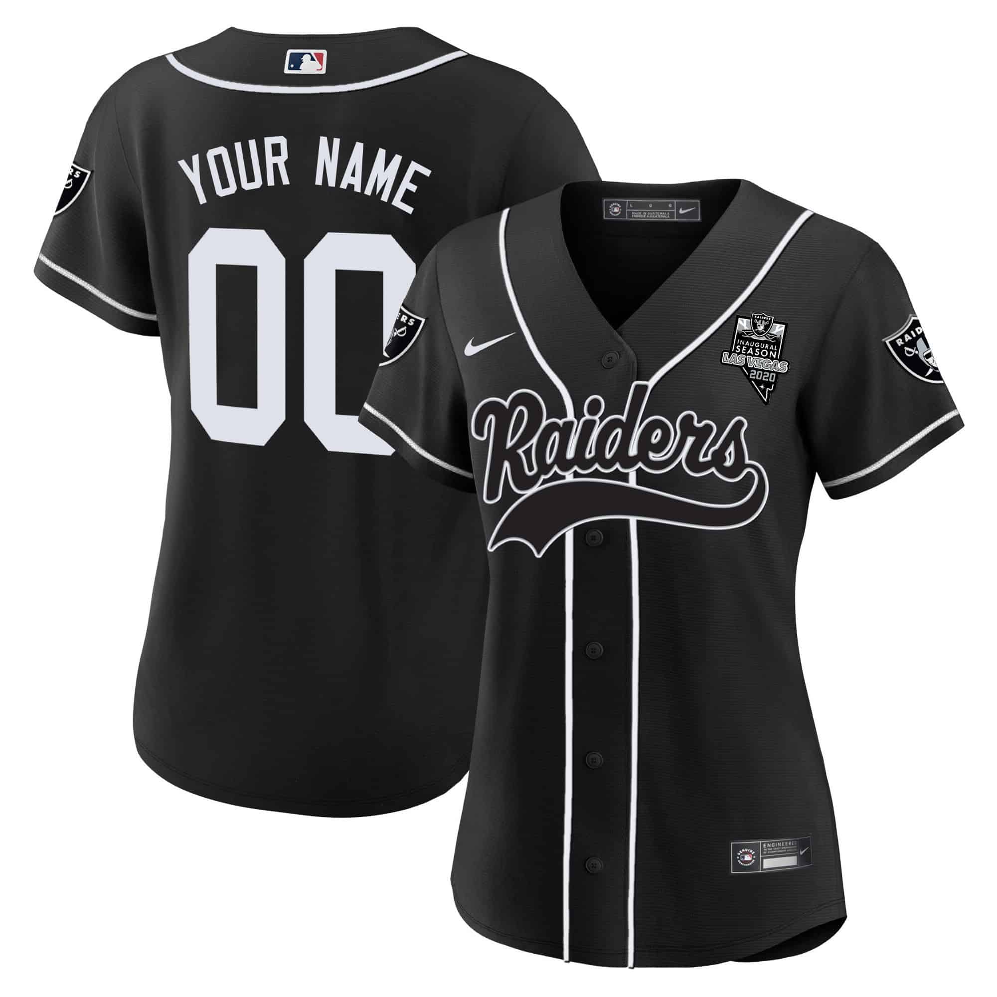 Raiders Baseball Custom Jersey – All Stitched – Women – Black