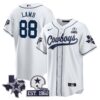 Men’s Cowboys Texas Patch Baseball Jersey – All Stitched – White – CeeDee Lamb