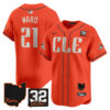 Men’s Browns #32 Jim Brown Memorial & Home Patch Vapor Premier Limited Jersey – All Stitched – Orange – Denzel Ward