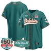Men’s Dolphins 50th & Don Shula 347 Memorial Patch Baseball Jersey – All Stitched – Aqua – Team