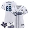 Women’s Cowboys Texas Patch Baseball Jersey – All Stitched – White – CeeDee Lamb