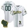 Packers Home Patch Baseball Custom Jersey – All Stitched – Men – White