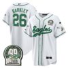 Saquon Barkley Eagles Jerome Brown Retired Patch Kelly Green Baseball Jersey – All Stitched – Men – White