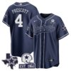 Men’s Cowboys Texas Patch Baseball Jersey – All Stitched – Navy – Dak Prescott