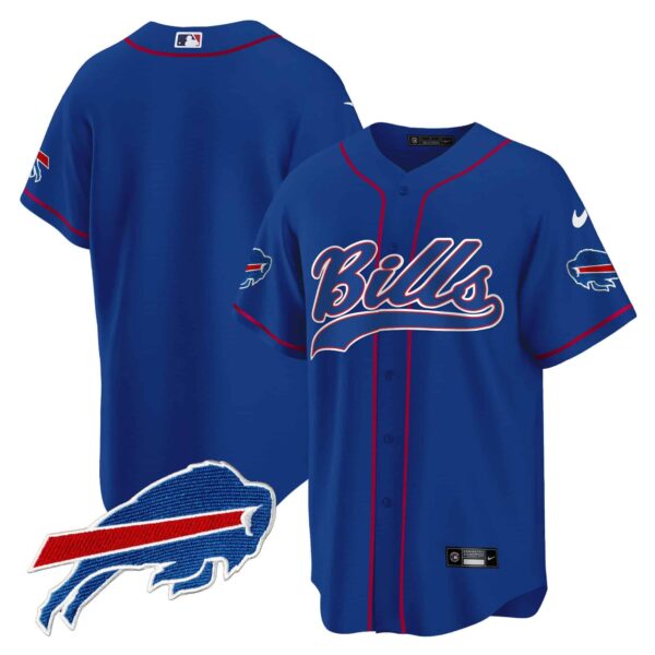 Men’s Buffalo Bills Baseball Jersey – All Stitched – Royal – Team