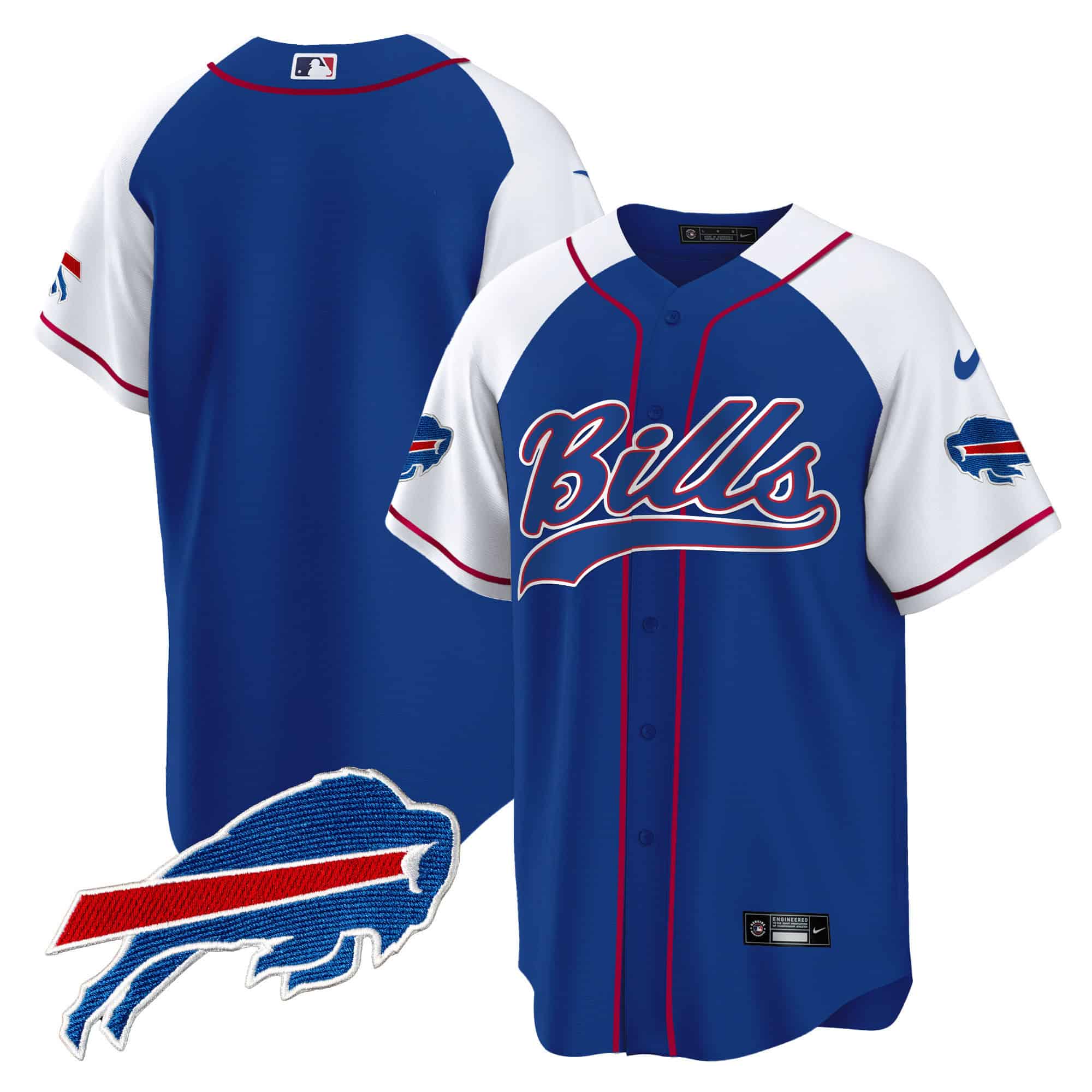 Men’s Buffalo Bills Baseball Jersey – All Stitched – Royal Alternate – Team