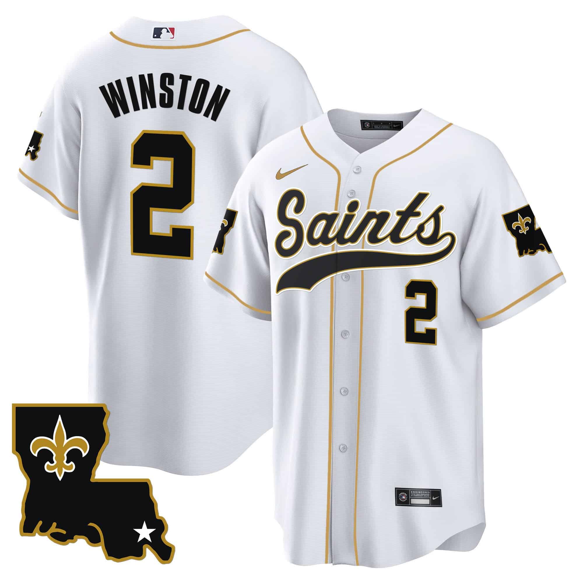 Men’s Saints 1987 Legacy Cool Base Jersey – All Stitched – White – Jameis Winston