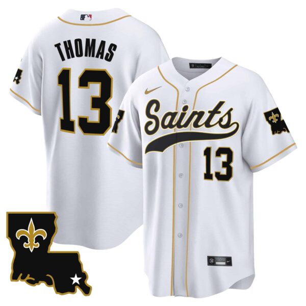 Men’s Saints 1987 Legacy Cool Base Jersey – All Stitched – White – Michael Thomas