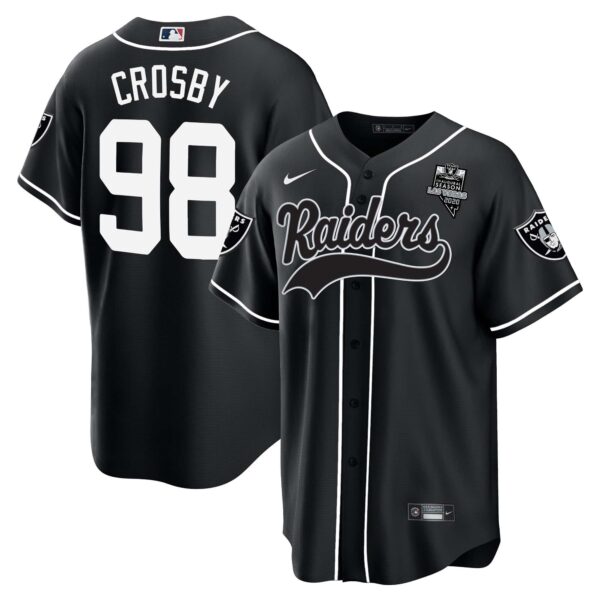 Men's Raiders Baseball Jersey - All Stitched - Black - Maxx Crosby