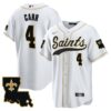 Men’s Saints 1987 Legacy Cool Base Jersey – All Stitched – White – Derek Carr