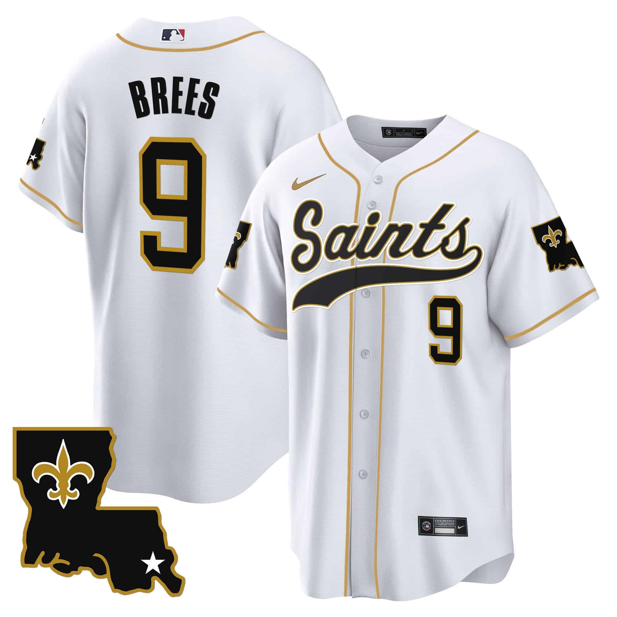 Men’s Saints 1987 Legacy Cool Base Jersey – All Stitched – White – Drew Brees