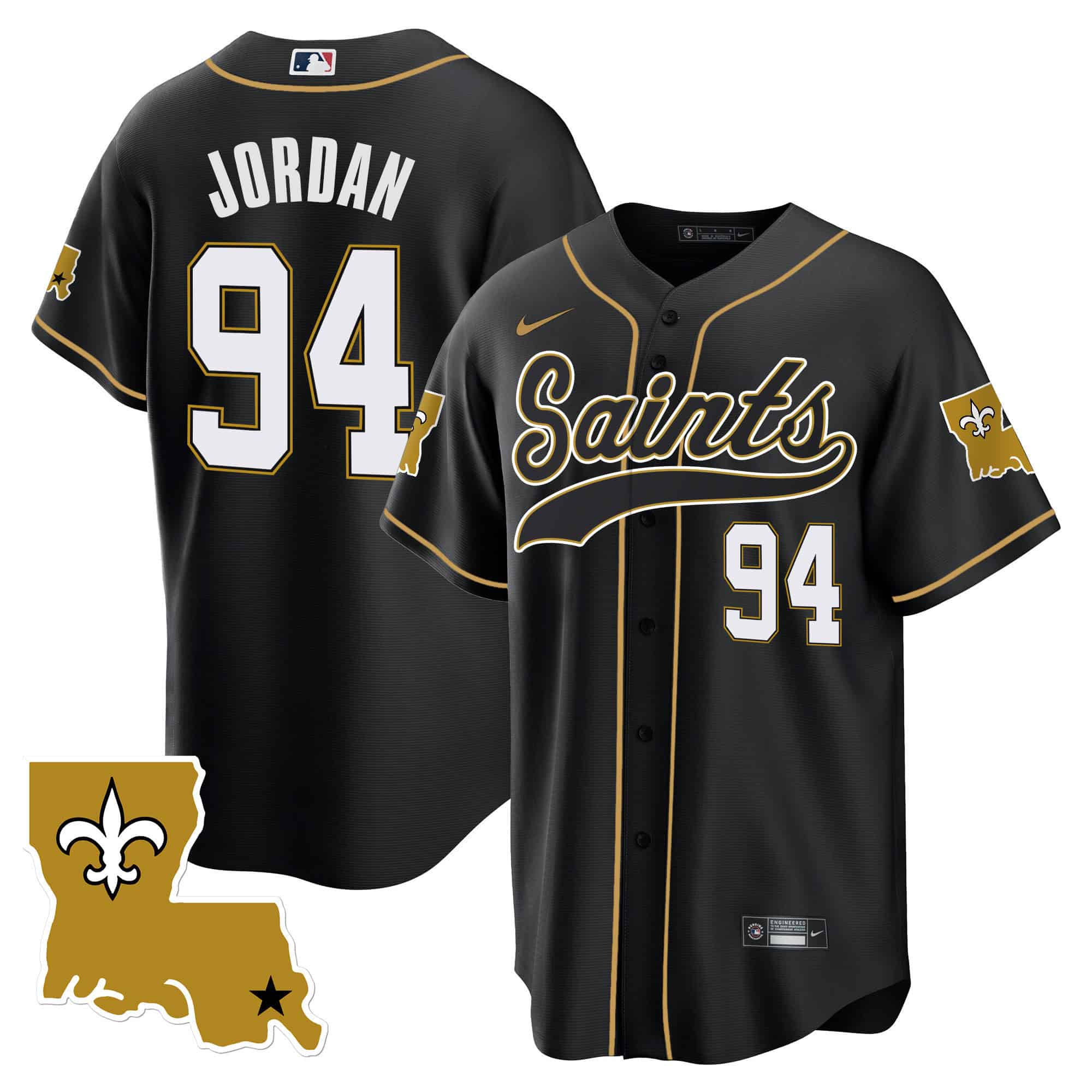 Men’s Saints 1987 Legacy Cool Base Jersey – All Stitched – Black – Cameron Jordan