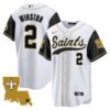 Men’s Saints 1987 Legacy Cool Base Jersey – All Stitched – Black Sleeves – Jameis Winston