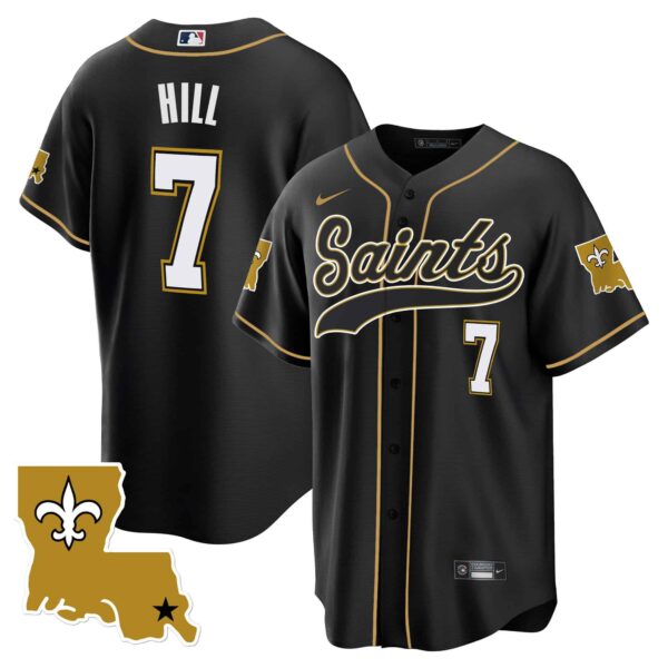 Men’s Saints 1987 Legacy Cool Base Jersey – All Stitched – Black – Taysom Hill