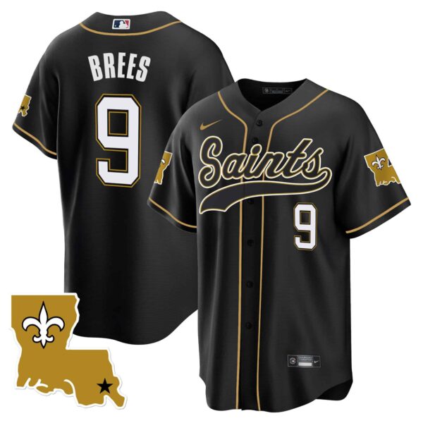 Men’s Saints 1987 Legacy Cool Base Jersey – All Stitched – Black – Drew Brees