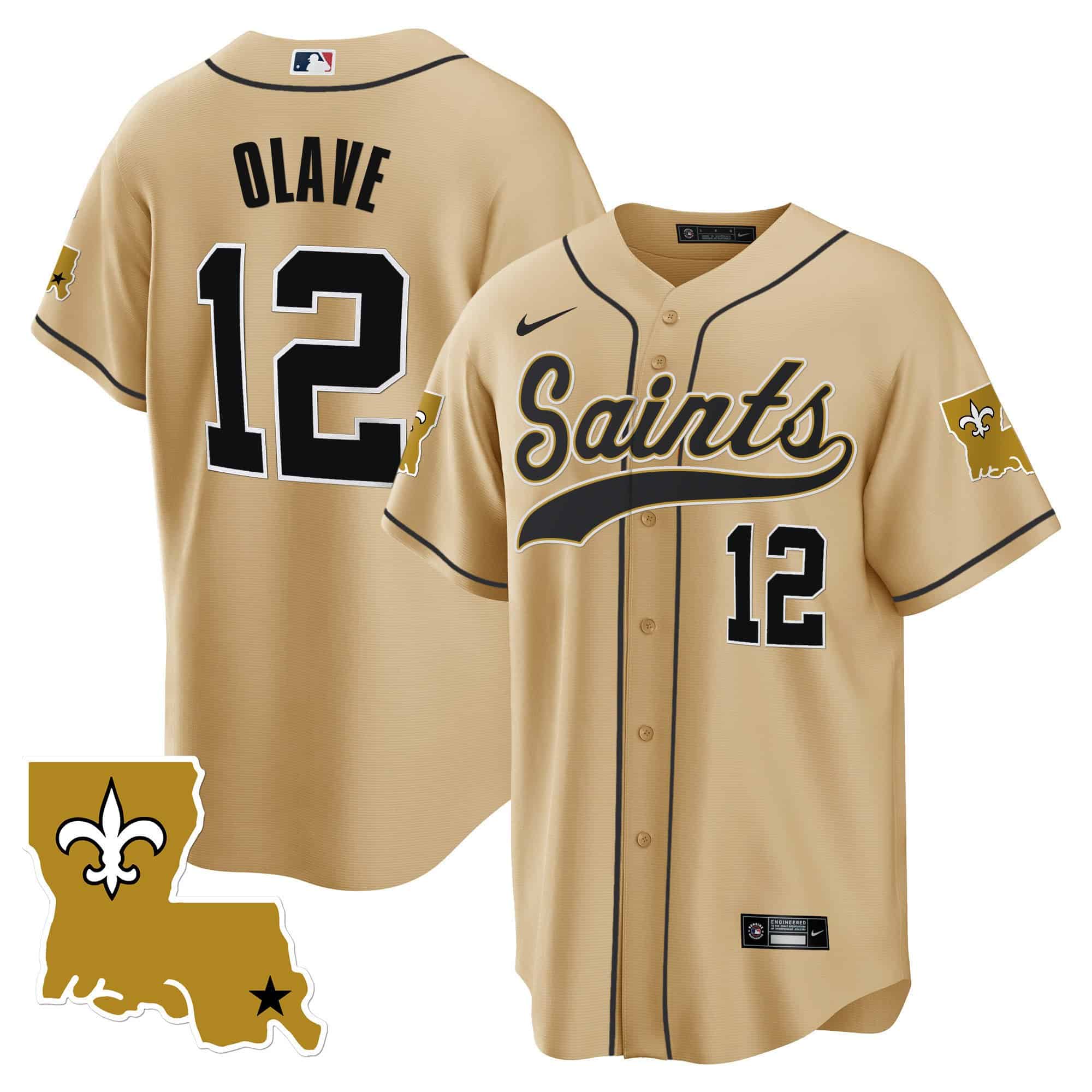 Men’s Saints 1987 Legacy Cool Base Jersey – All Stitched – Gold – Chris Olave