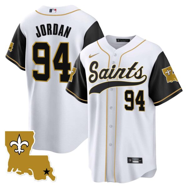 Men’s Saints 1987 Legacy Cool Base Jersey – All Stitched – Black Sleeves – Cameron Jordan