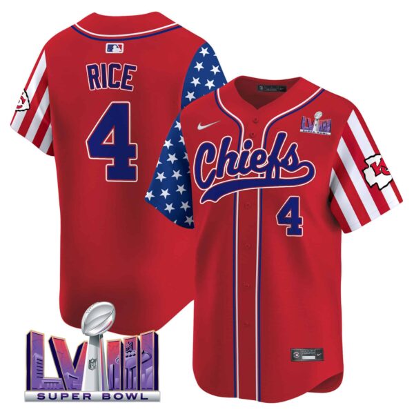 Men’s Chiefs 2024 Independence Day Vapor Premier Limited Jersey – All Stitched – Red – Rashee Rice