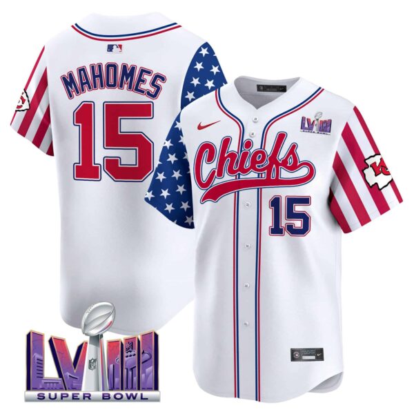 Men’s Chiefs 2024 Independence Day Vapor Premier Limited Jersey – All Stitched – White – Patrick Mahomes