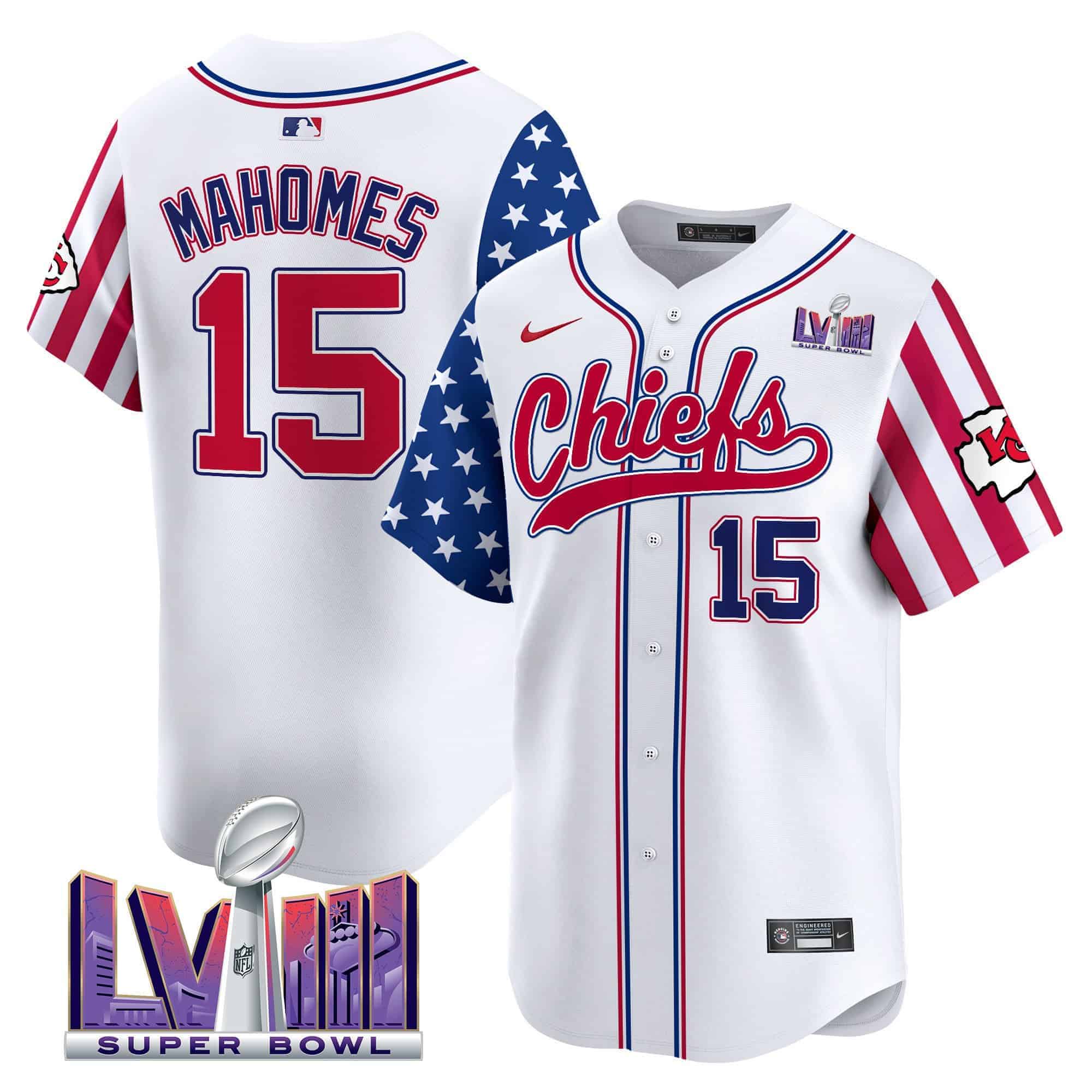 Men’s Chiefs 2024 Independence Day Vapor Premier Limited Jersey – All Stitched – White – Patrick Mahomes