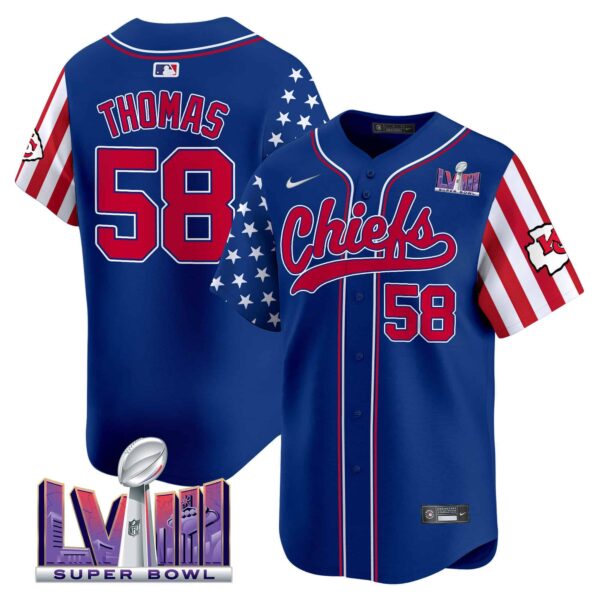 Men’s Chiefs 2024 Independence Day Vapor Premier Limited Jersey – All Stitched – Royal – Derrick Thomas